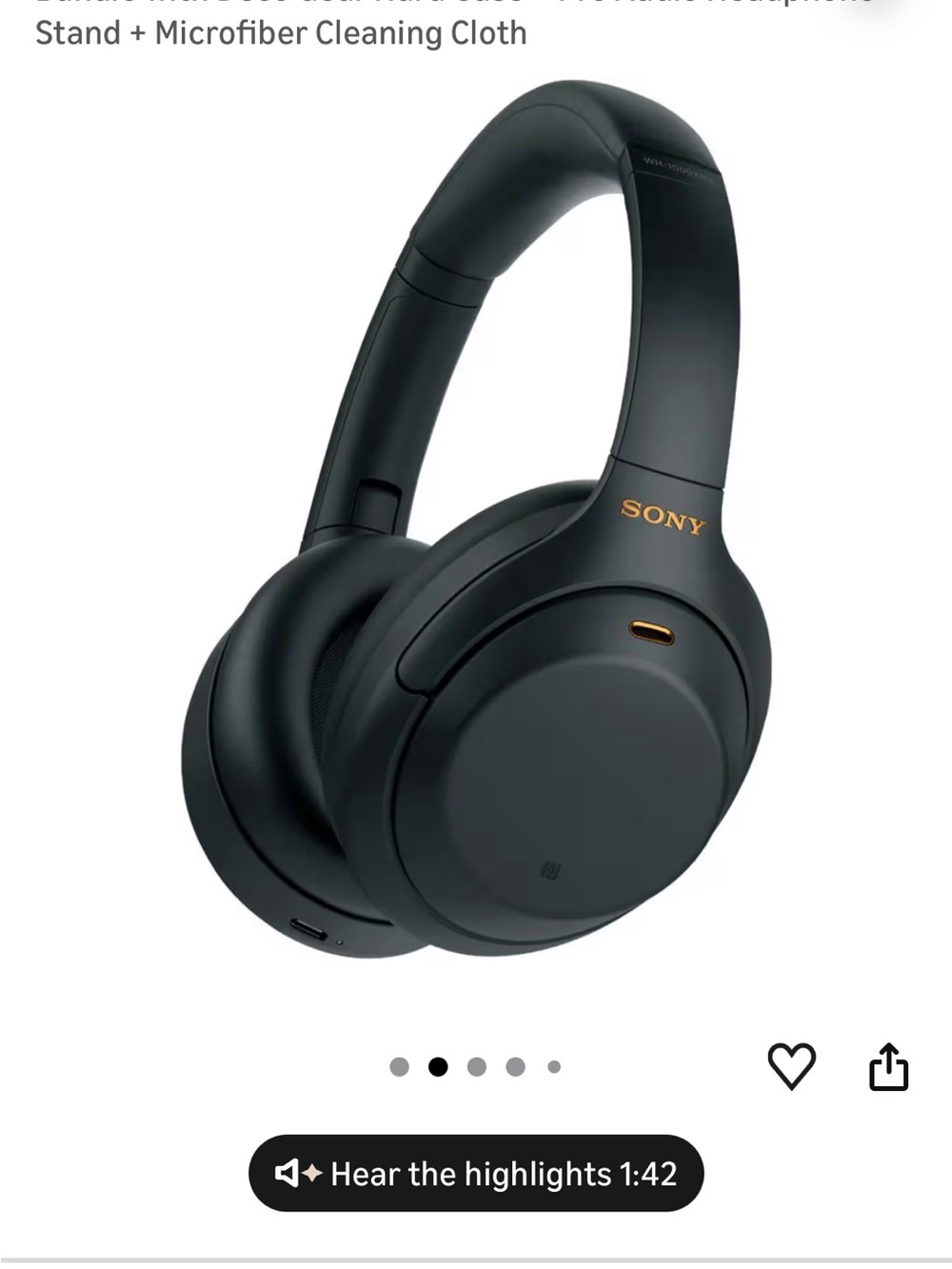 Sony Wireless Over-Ear Headphones in Black with Gold Accents